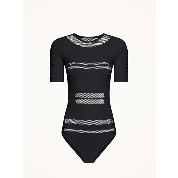 NWT Wolford Net Lines Body Laser-Cut Short Sleeve Bodysuit in Black Size XS - Picture 5 of 14